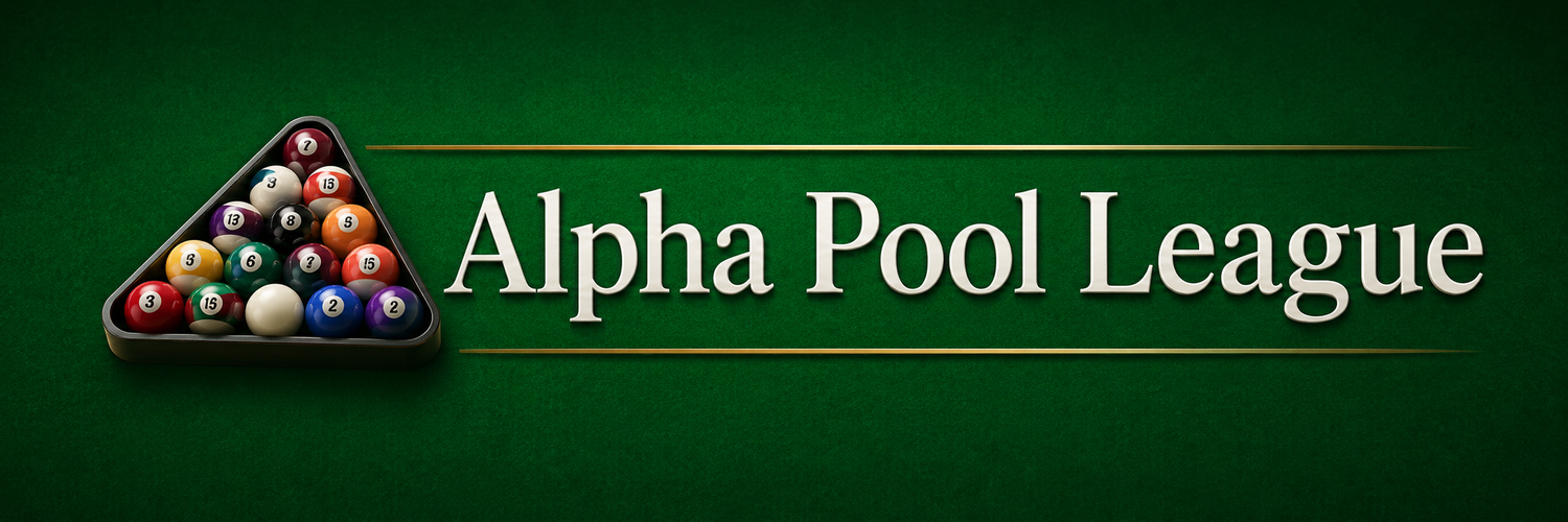 Alpha Pool League logo with billiard balls on green felt